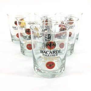 Bacardi 150 Years, 2012 Limited Edition Retro Ad Drinking Glasses  - QTY. 6